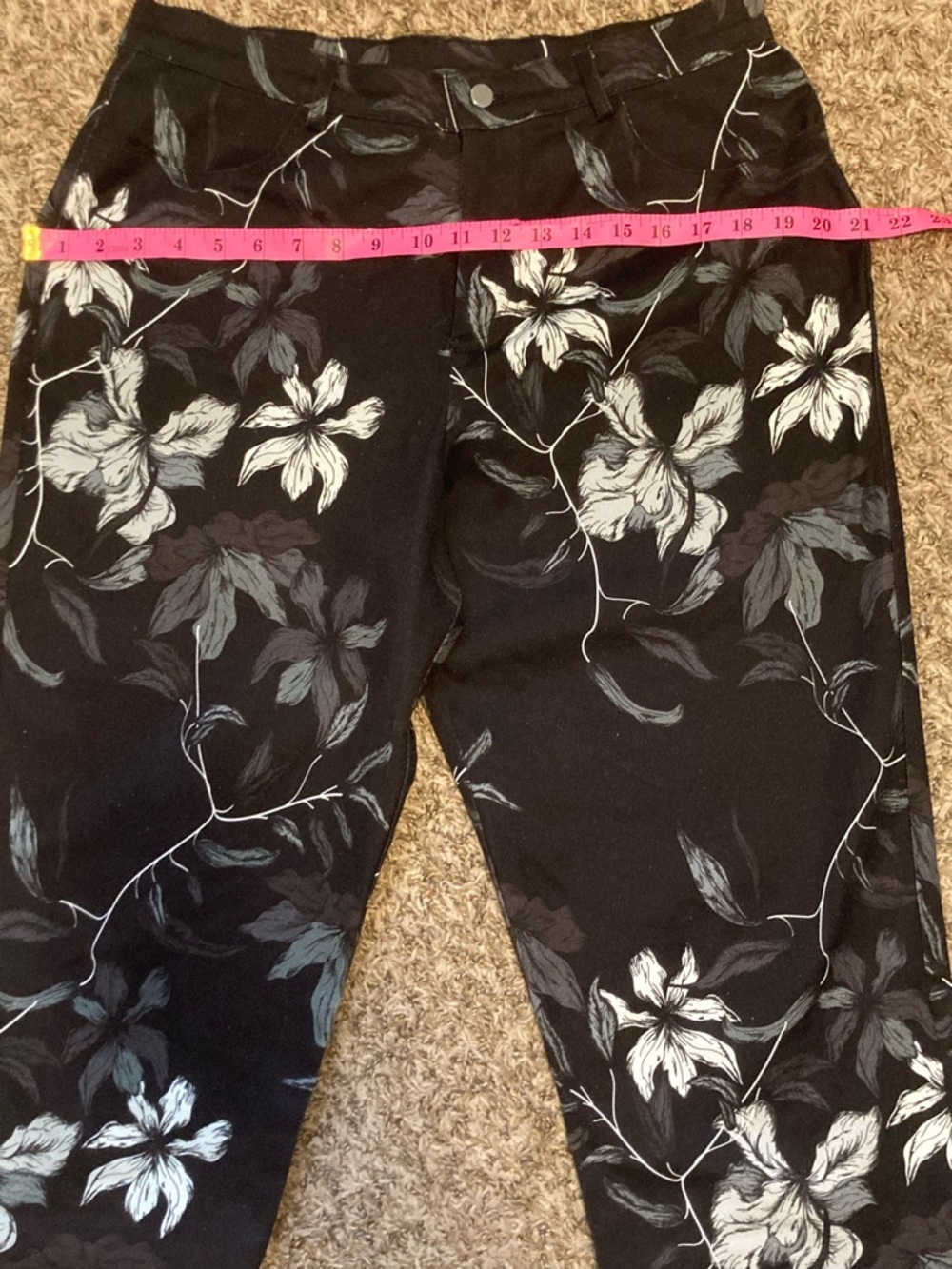 NWT THE KIT - Daniel Vosovic Cropped Alexa Jeans Sz 18 Granite Floral 99% Cotton - Picture 10 of 17